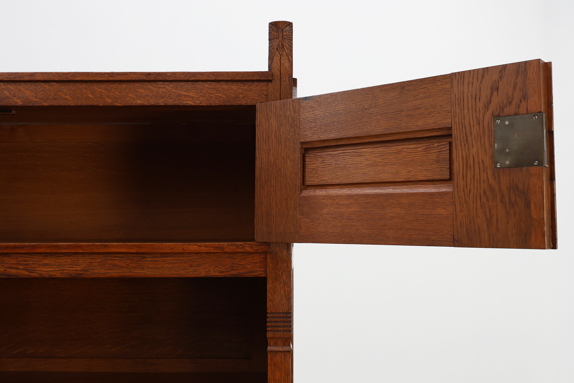 Jugendstil oak cabinet with open shelf section, Netherlands ca. 1900thumbnail